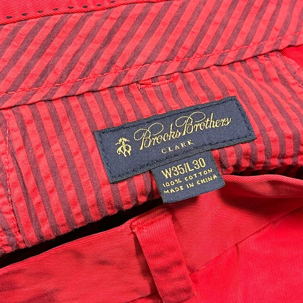 Brooks Brothers 35x30 Red Clark Chinos Straight Leg Cotton Preppy Ivy League - Picture 7 of 9